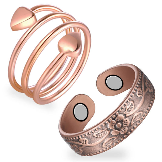 Feraco 2 PCS Magnetic Rings for Women,99.99% Pure Copper Thumb Magnetic Fingers Ring,Valentine's Day Gifts for Womens