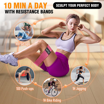 Fabric Resistance Bands for Working Out - Exercise Bands for Women and Men, Booty Bands for Legs and Glute, Yoga, Pilates, Rehab, Fitness and Home Workout