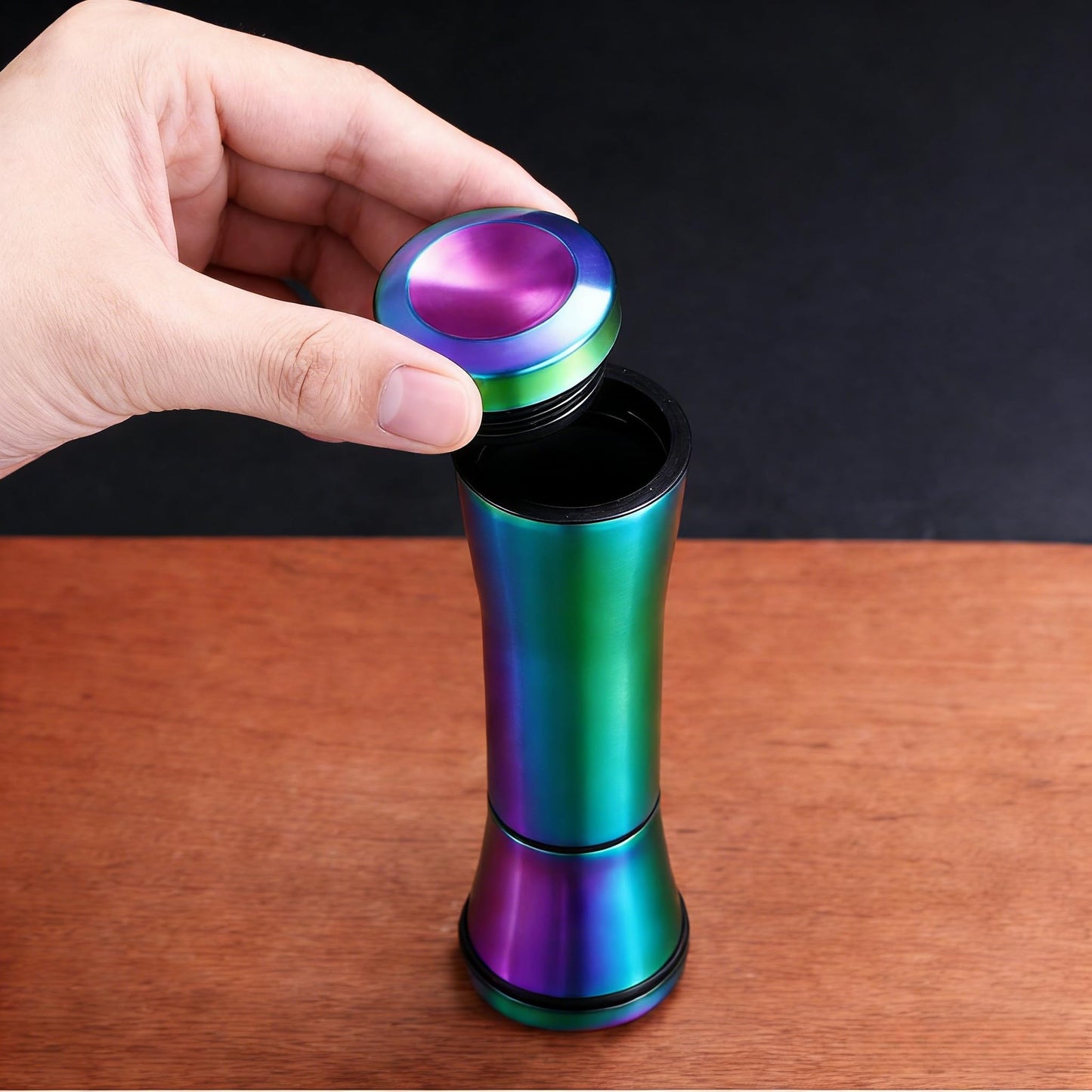 Rainbow Titanium Plated Salt & Pepper Grinder Set of 2 - Refillable Stainless Steel Mills with Adjustable Coarseness