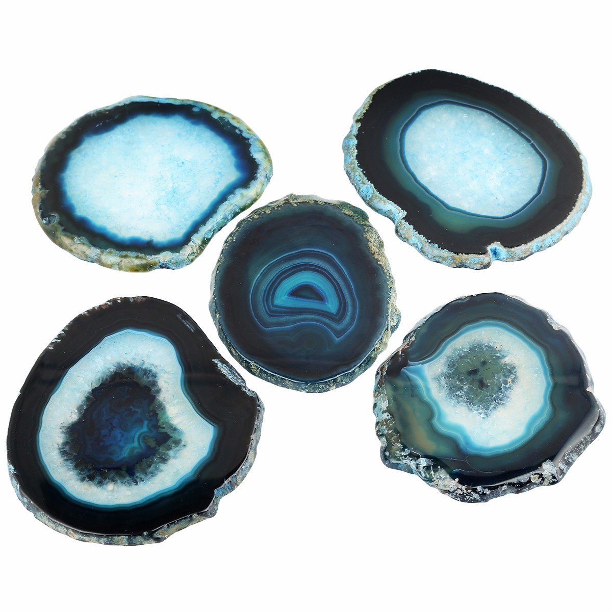 rockcloud Agate Slices Geode Stones,Place Card,Irregular Home Decoration Healing Crystals Collection 3-4.3" Pack of 2