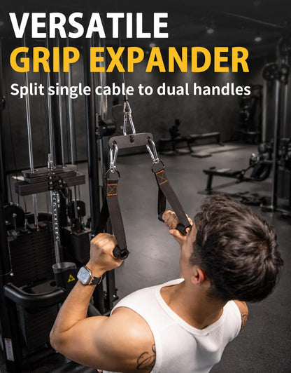 Fit4Fun 2 to 1 Cable Attachment Adapter,Adjustable LAT Pull Down Bar,Cable Machine Attachments for Gym-6 Inches
