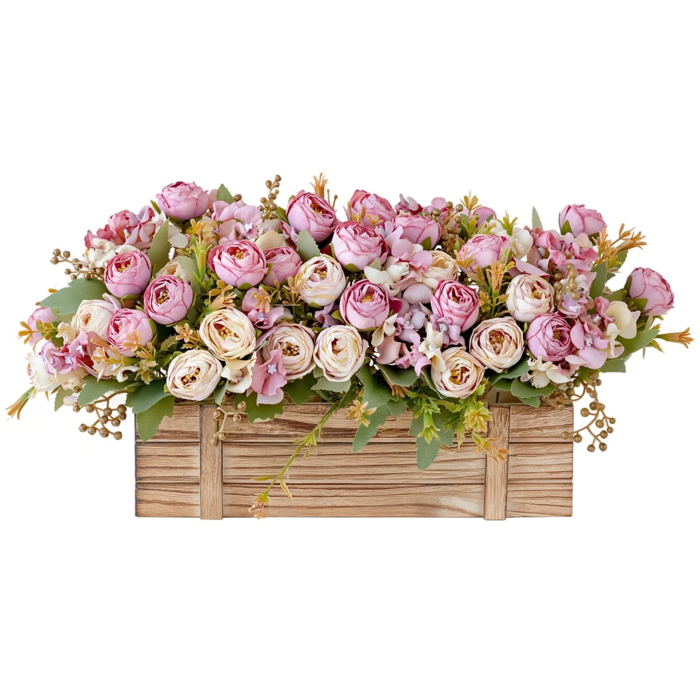 yeeplant 13 in Flowers in Wooden Box, Table Centerpiece