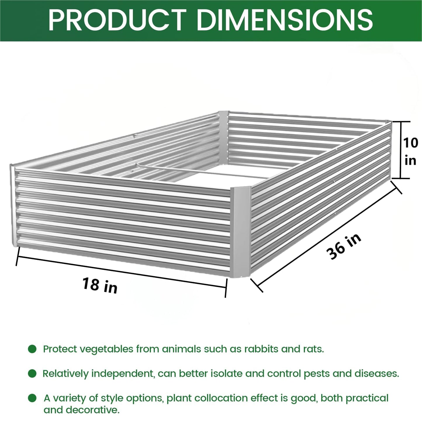 FRIZIONE 3pcs Galvanized Raised Garden Bed Outdoor,Above Ground Garden Bed for Vegetable,Metal Raised Beds for Flower,Steel Raised Beds for Gardening - 36x18 inch