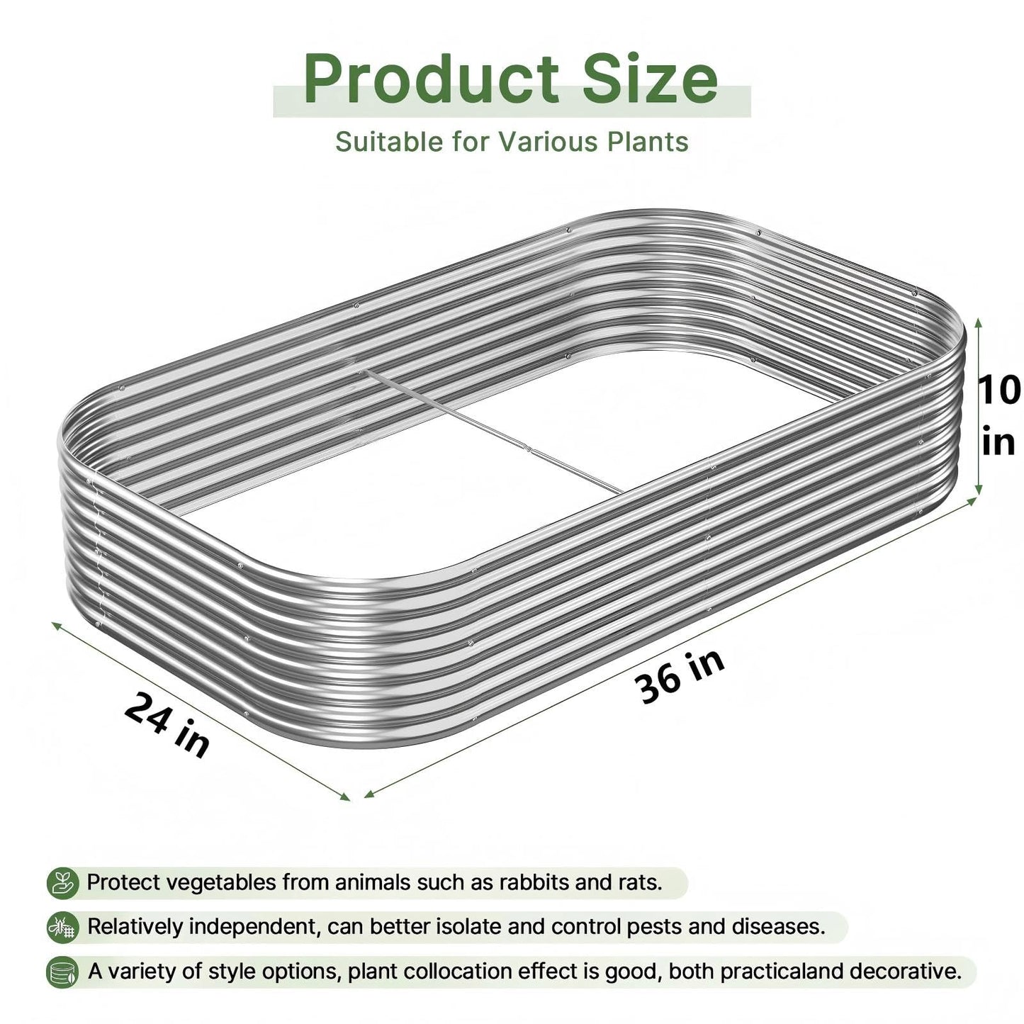 Mostmahes 3 PCS Galvanized Raised Garden Bed Outdoor, Metal Garden Bed for Vegetables, Above Ground Garden Box for Flower, Steel Raised Beds for Gardening - 3x2ft