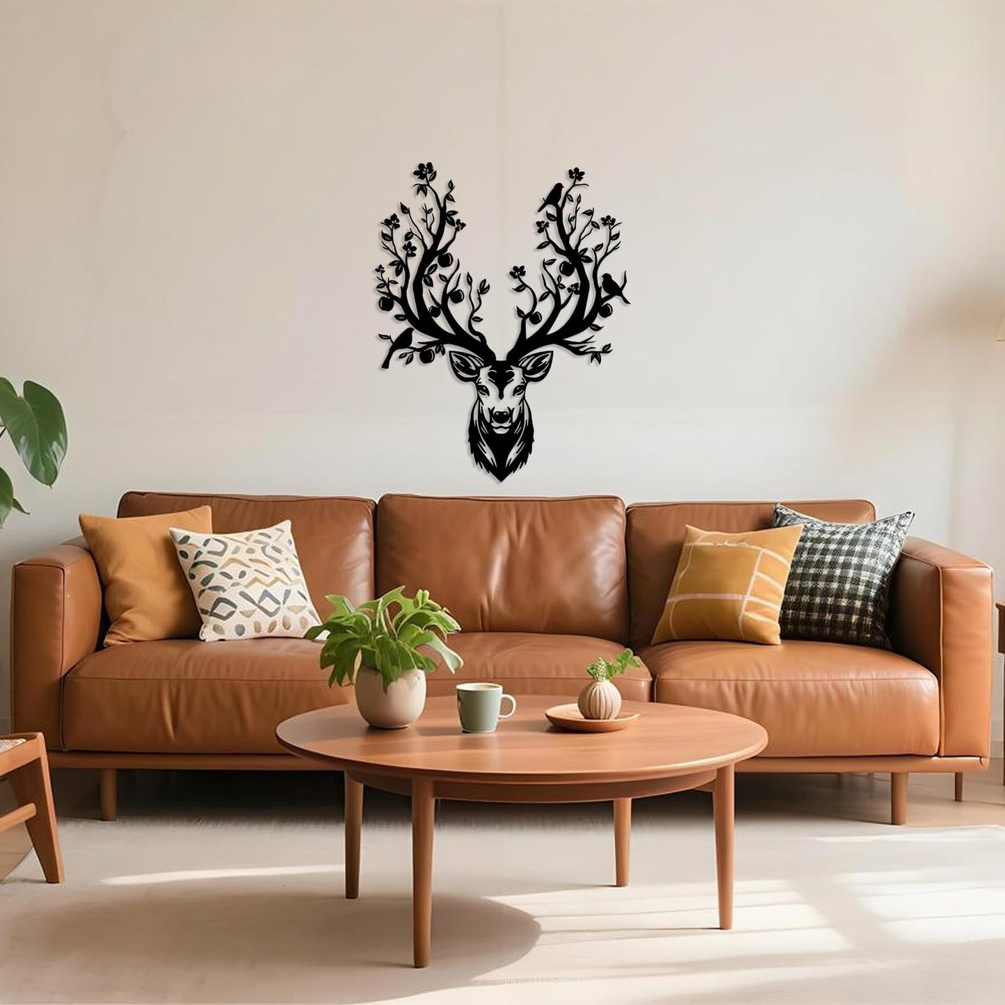 Harikikochuu Deer Head Wall Decor Metal Deer Head Wall Art Tree Branch Metal Wall Sculpture for Living Room Bedroom Entryway Outdoor Art Hunting Accent for Cabin Lodge Farmhouse (16.1x12.6 Inch)