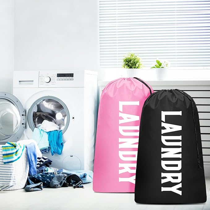 2 Pack XL Travel Laundry Bag, Machine Washable Dirty Clothes Organizer