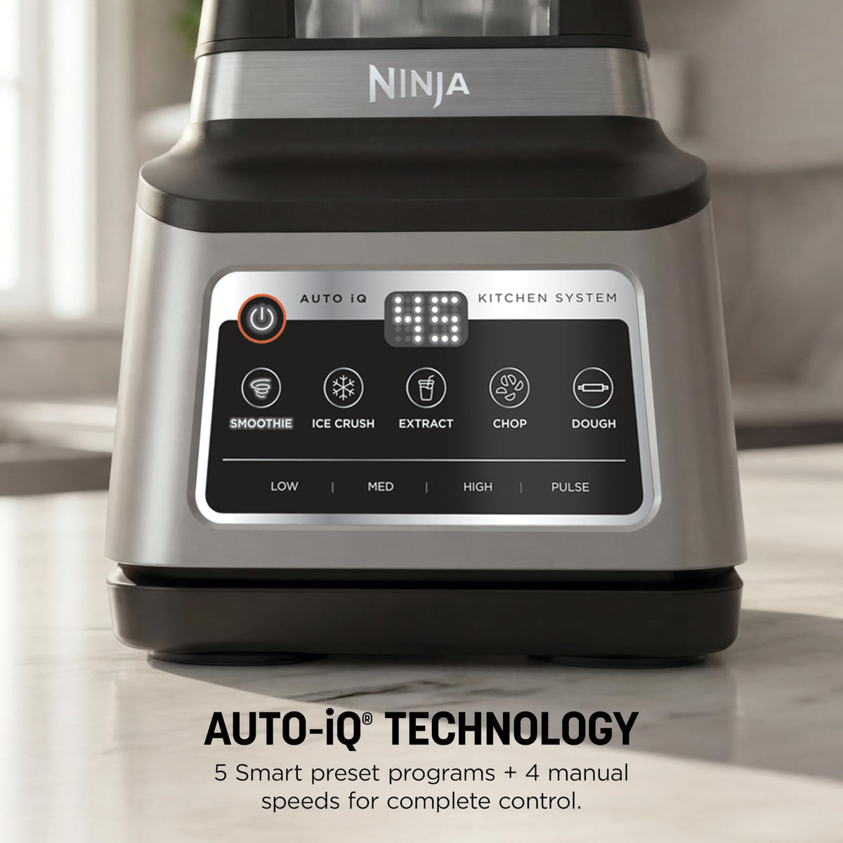 Ninja BN801 Professional Plus Kitchen System, 1400 WP, 5 Functions for Smoothies, Chopping, Dough & More with Auto IQ, 72-oz.* Blender Pitcher, 64-oz. Processor Bowl, (2) 24-oz. To-Go Cups, Grey