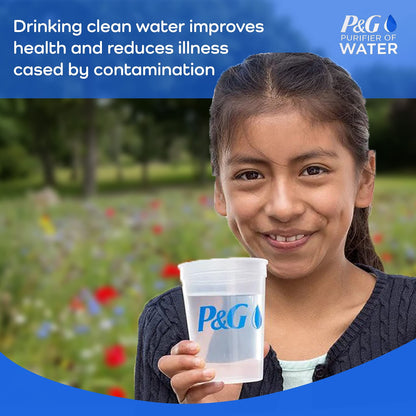 P&G Purifier of Water Portable Water Purifier Packets (240 Packets) - Emergency Water Filter Purification Powder for Emergency Kit, Survival, Camping, Hiking, Backpacking, and Disaster Preparedness
