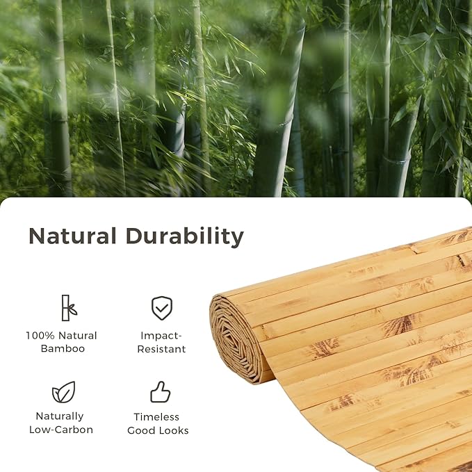 OUZUGIE 2 Pack 96x24 Inch Natural Bamboo Wall Panel – Yellow Burned Pole Wrap