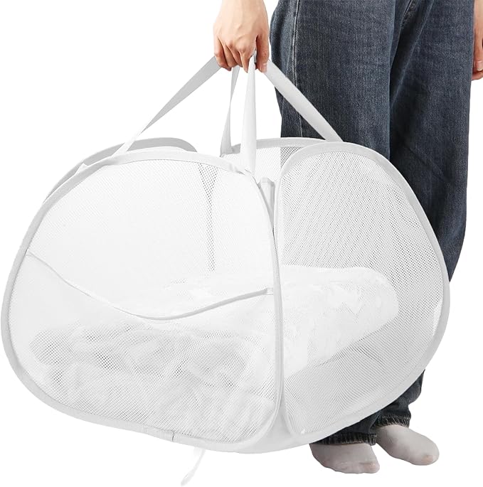 Collapsible Laundry Basket, 90L Large Foldable Mesh Pop Up Hamper