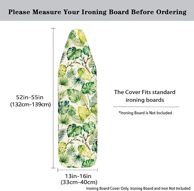 Monstera Print Ironing Board Cover Protector Dirt-Resistant Iron Board Cover