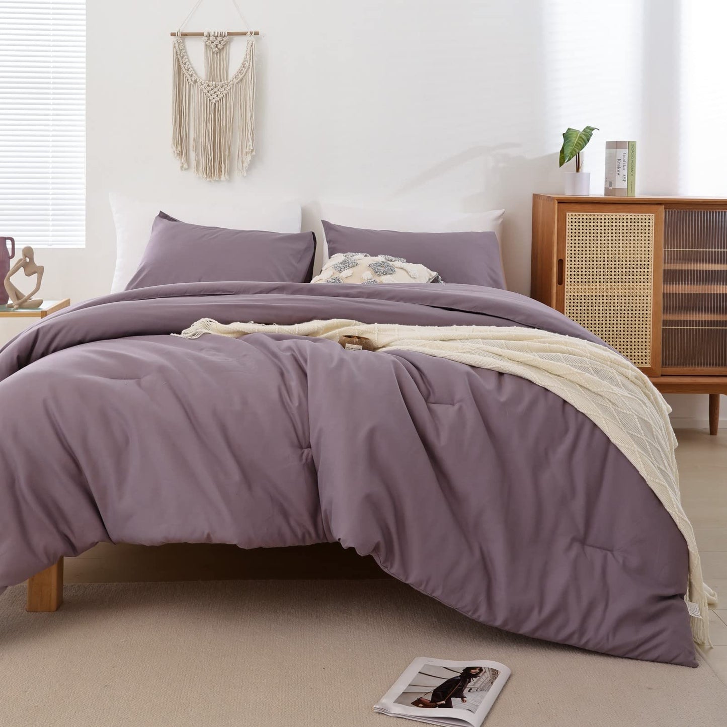 ROSGONIA Dusty Purple Twin/Twin XL Comforter Set for Boys Girls, 1 Comforter & 1 Pillowcase, Lightweight Kids Comforter Sets All Season Dorm Bedding