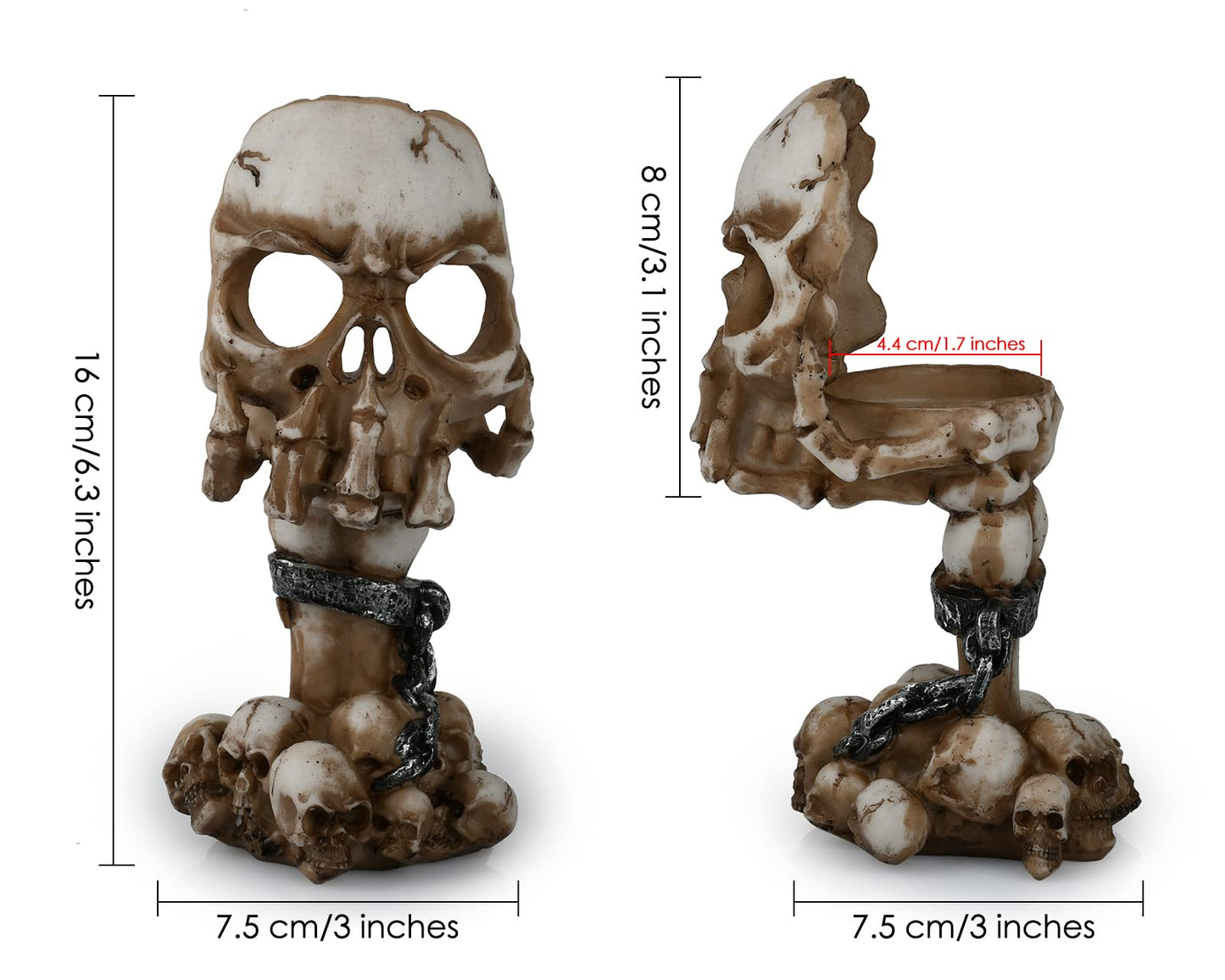 DS. DISTINCTIVE STYLE Skull Candle Holder 6.3 Inch Tea Light Holder Small Gothic Home Decor Halloween Decorations