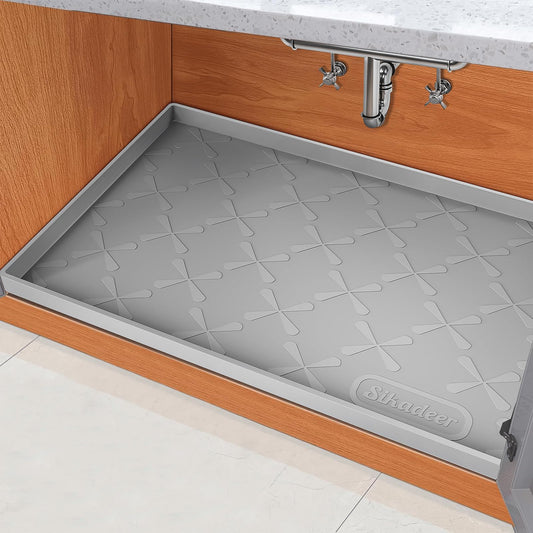 SIKADEER 34" x 22" Under Sink Mat Waterproof, Silicone Mat Kitchen Drawer Shelf and Cabinet Liner, Sink Protector for Kitchen Organizers and Storage, Boot Tray Pet Food Mats