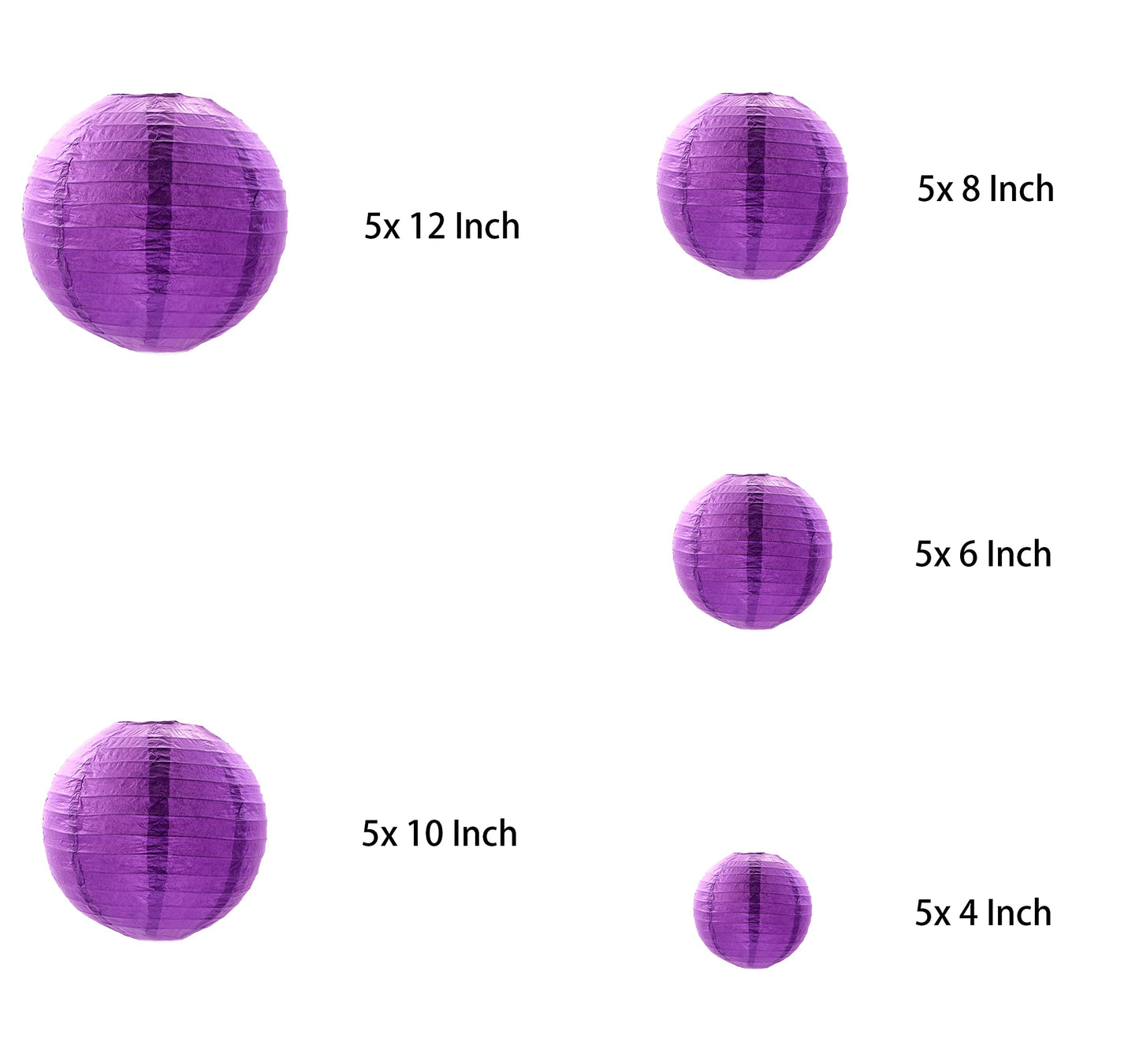 25 Pack Paper Lanterns, Sizes of 4", 6", 8", 10", 12", Hanging Lanterns Decorations Ball Lanterns for Home Decoration, Birthday Party and Wedding Decorations (Purple)