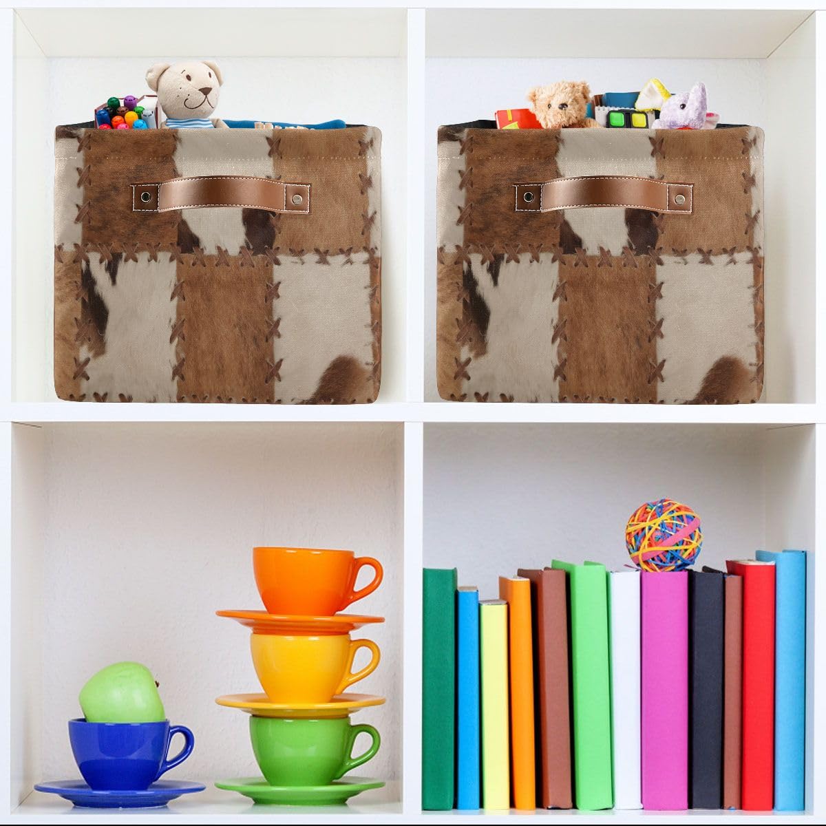 Bzocm Cow Rectangular Storage Basket Organizer Bin Shelf Baskets For Clothes Gifts For Home Office Dorm