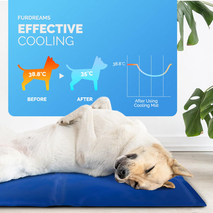 FurDreams Pet Cooling Mats – Self Cooling Mat Bed for Dogs, Cats to Prevent Overheating During Rest & Sleep – Heat Absorbing & Waterproof Gel Pillow Pad to Keep Ice Cool in Summer – Plain (140 x 90cm)