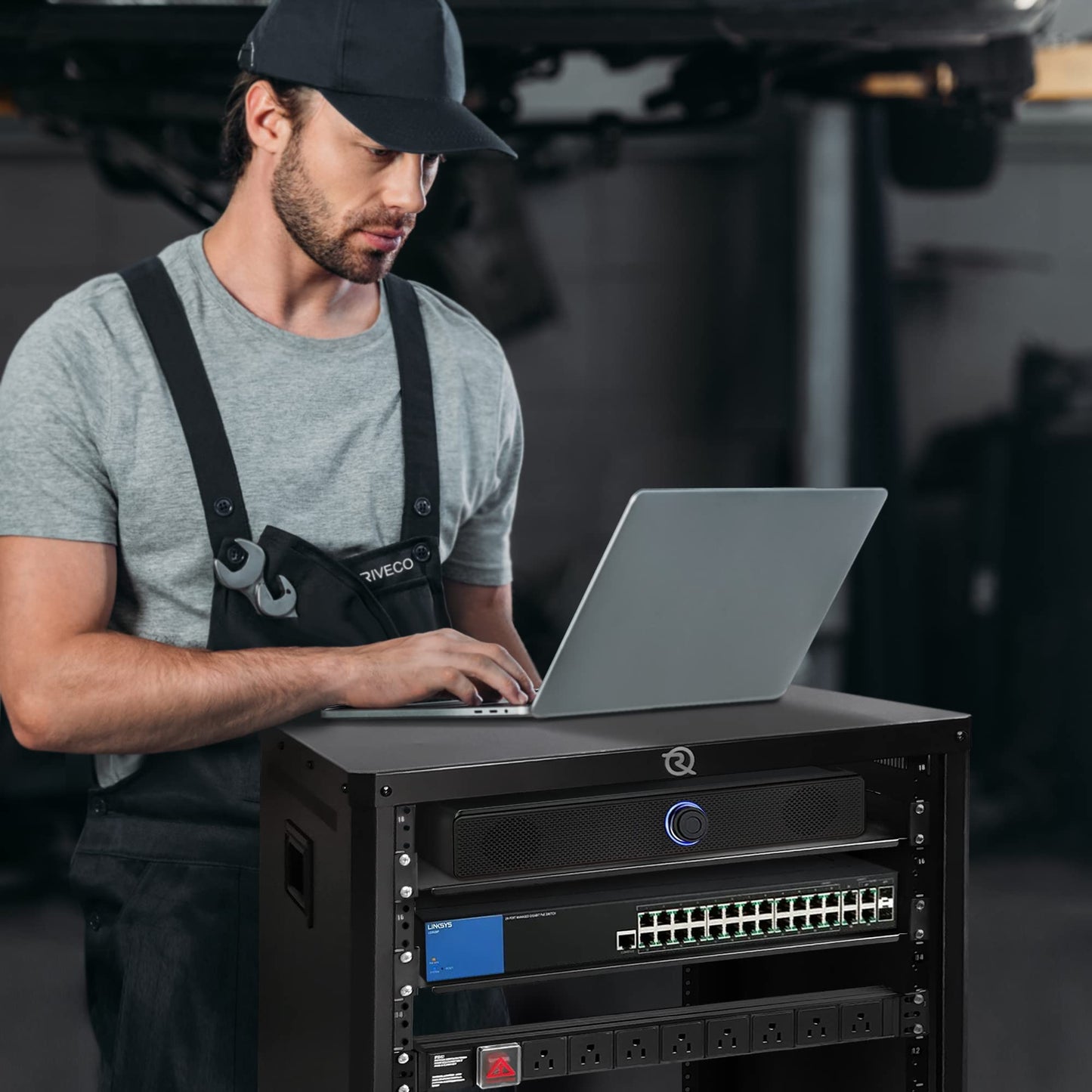 RIVECO 15U Network & Stereo Rack with Caster Rolling Server Rack for 19-inch Audio Video Musical & IT Equipment Mounting+M6 Rack Screws 50 Sets