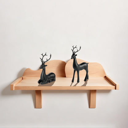 Black Small Reindeer Sculptures, 2 Pcs Matte Black Deer Christmas Decor, Modern Holiday Deer Statues, Reindeer Sculpture for Living Room, Bedroom, Office Desktop, Mantel, Shelf & Tabletop Decor