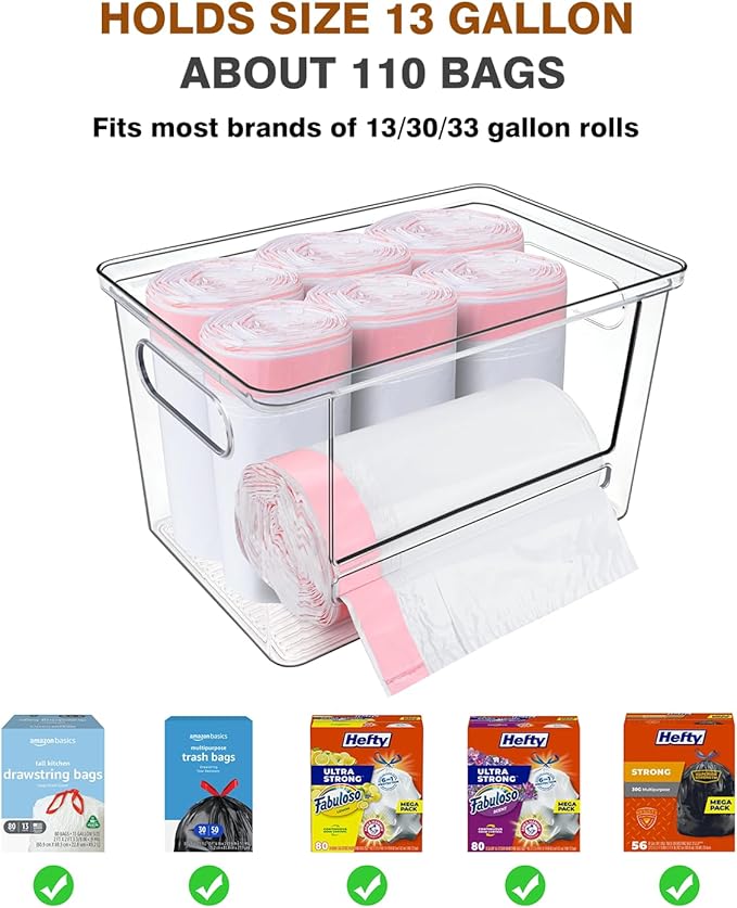 Trash Bag Dispenser 2 Pack, Acrylic Garbage Bags Dispenser