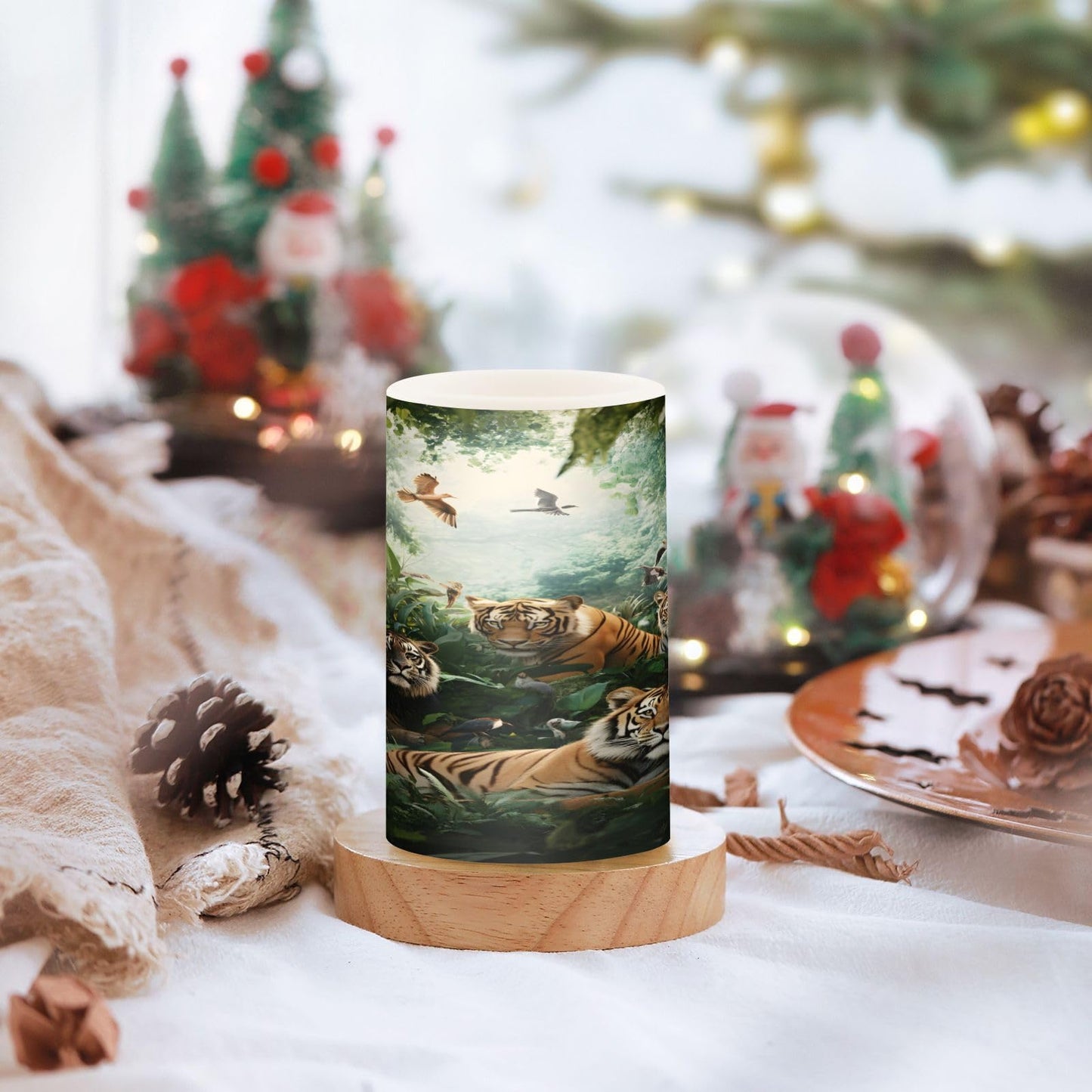 BOENLE Flickering Flameless Candles, Forest Animals Design LED Candles with Remote Timer, Set of 2 Battery Operated Candle for Valentine Wedding Birthday