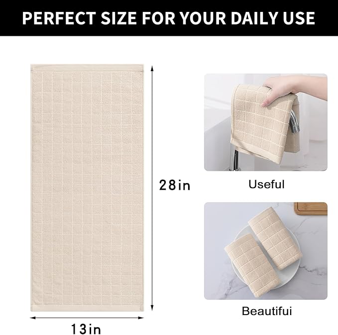 Homaxy 100% Cotton Terry Kitchen Towels, Checkered Designed, Soft and Super