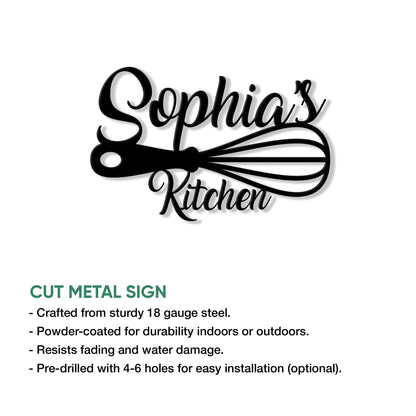 Personalized Kitchen Metal Sign, Chefs Hanging Sign Outdoor Porch Welcome, Custom Name Wall Fence Yard Patio Home Office Decor, Birthday Backyard BBQ Grill, Gifts for Mom, Grandma, Women, Baker