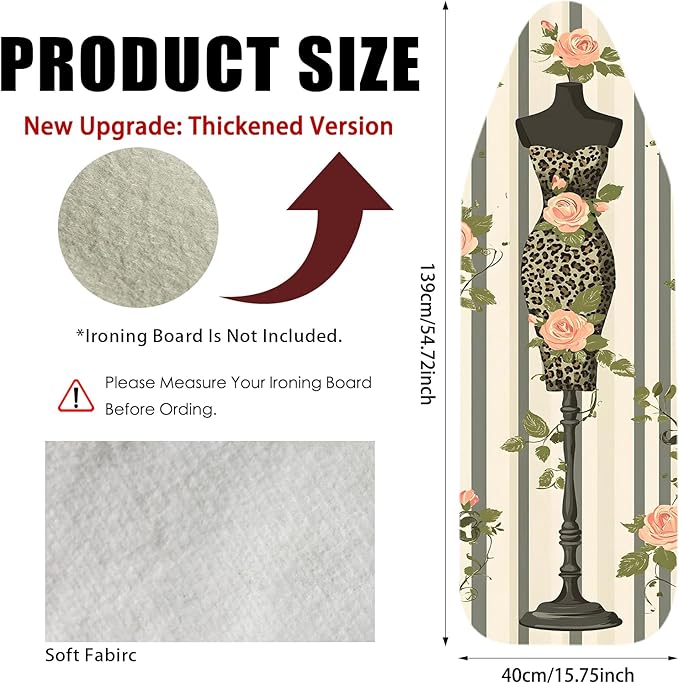 Nuxovilar Ironing Board Cover Needle Cotton 15x54 Inches | Ironing Board Cover