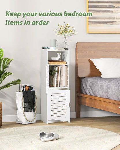 aimu Waterproof Bathroom Cabinets,Bathroom Storage Units with Open Storage Shelf,Free-standing Floor Cabinets,Corner Organizer Cupboard for Bedroom Kitchen Hallway,White.