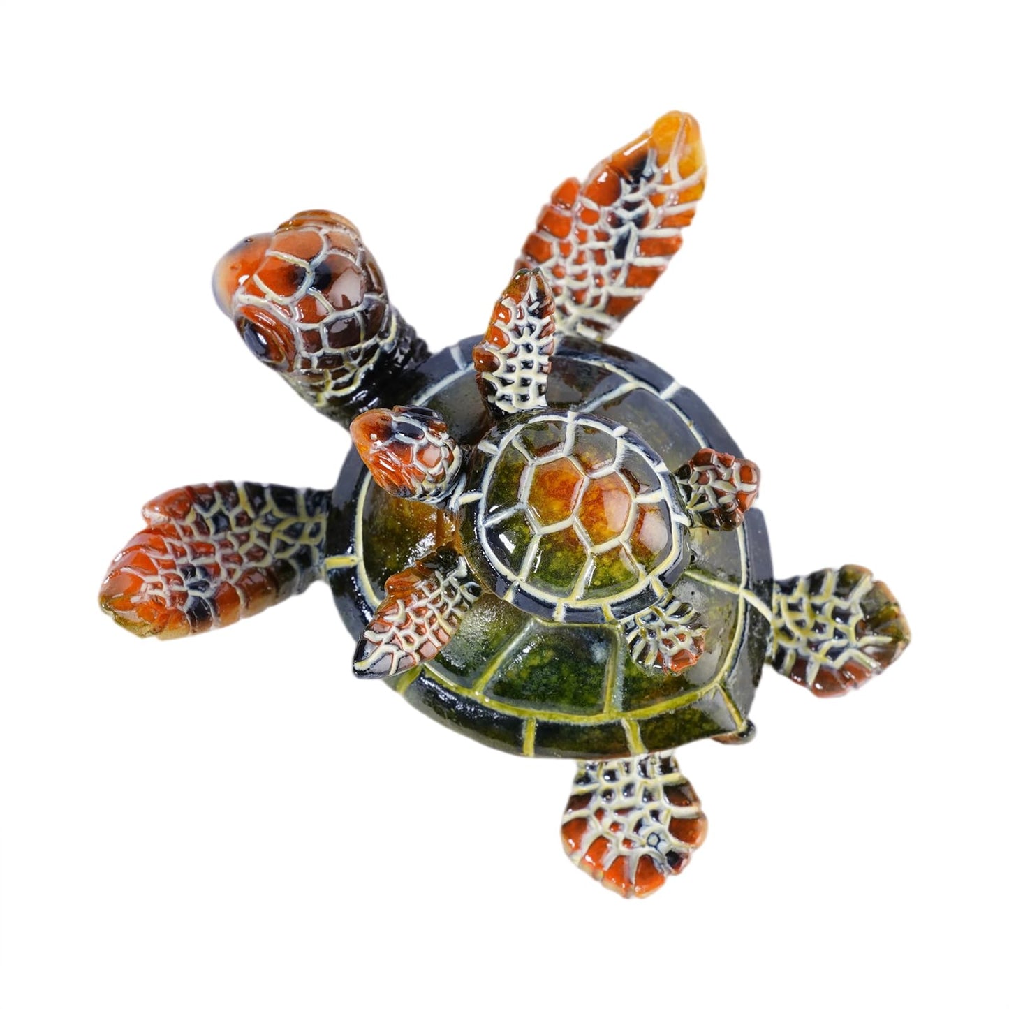 Brizoria Sea Turtle Ocean Decor Coastal Resin Figurines Green Beach Themed Room Decor Textured Shell and Flippers for Shelf Tabletop Bathroom Bedroom Office, Green