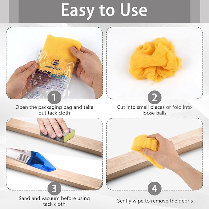8 Pack Tack Cloths, Tack Rags for Woodworking, 17.7 x 35.4 in Tac Cloth Dust