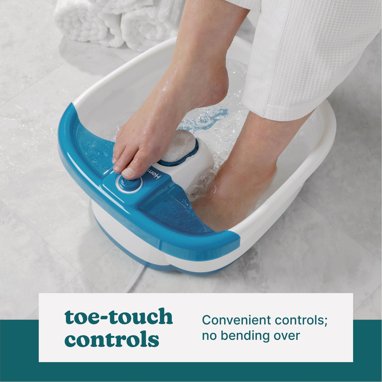 Homedics Bubble Mate Collapsible Foot Spa, Heat-Maintaining, Bubble Massage with Pumice Stone and Splash Guard