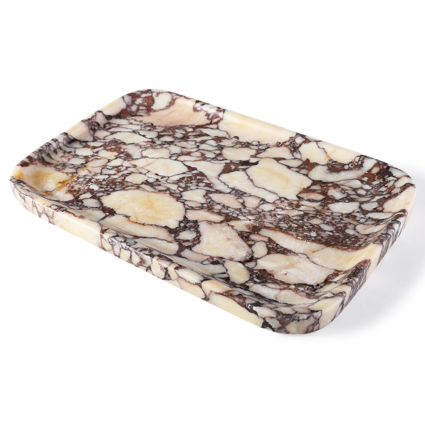 Karibiber Calacatta Marble Vanity Trays, Marble Bathroom Tray Countertop, Luxury Decorative Dresser Organizer, Purple&White Natural Stone Serving Tray for Kitchen, Perfume, Jewelry Holder Storage