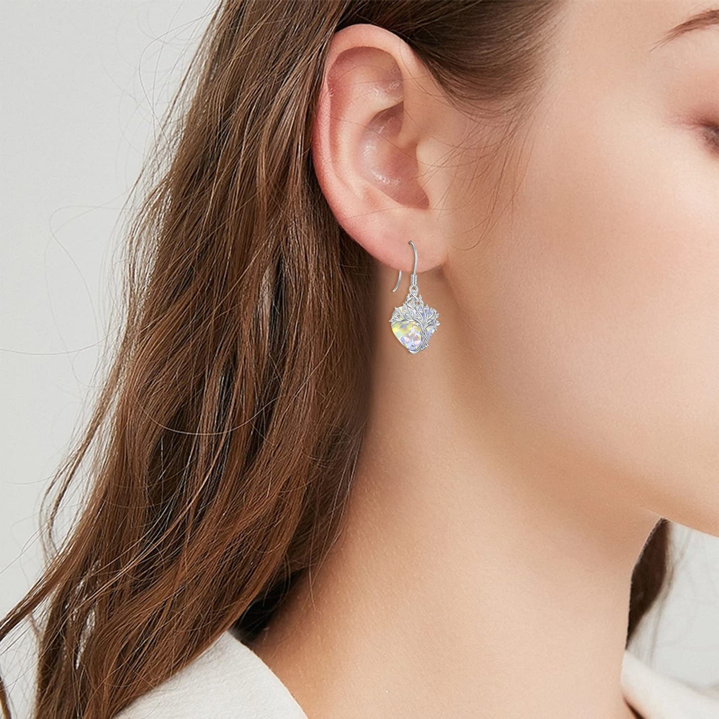 TOUPOP Heart Crystal Earrings Sterling Silver Tree of Life Earrings April Birthstone Jewelry Birthday Mothers Day Gifts for Women Mom Her