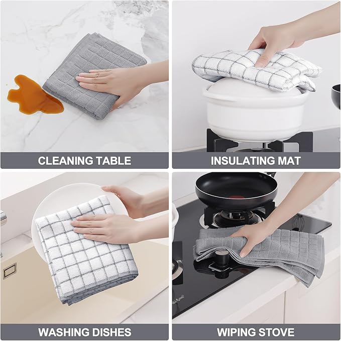 Homaxy Premium Cotton Kitchen Towels 16"x 28", Large Natural Ring Spun 390 GSM