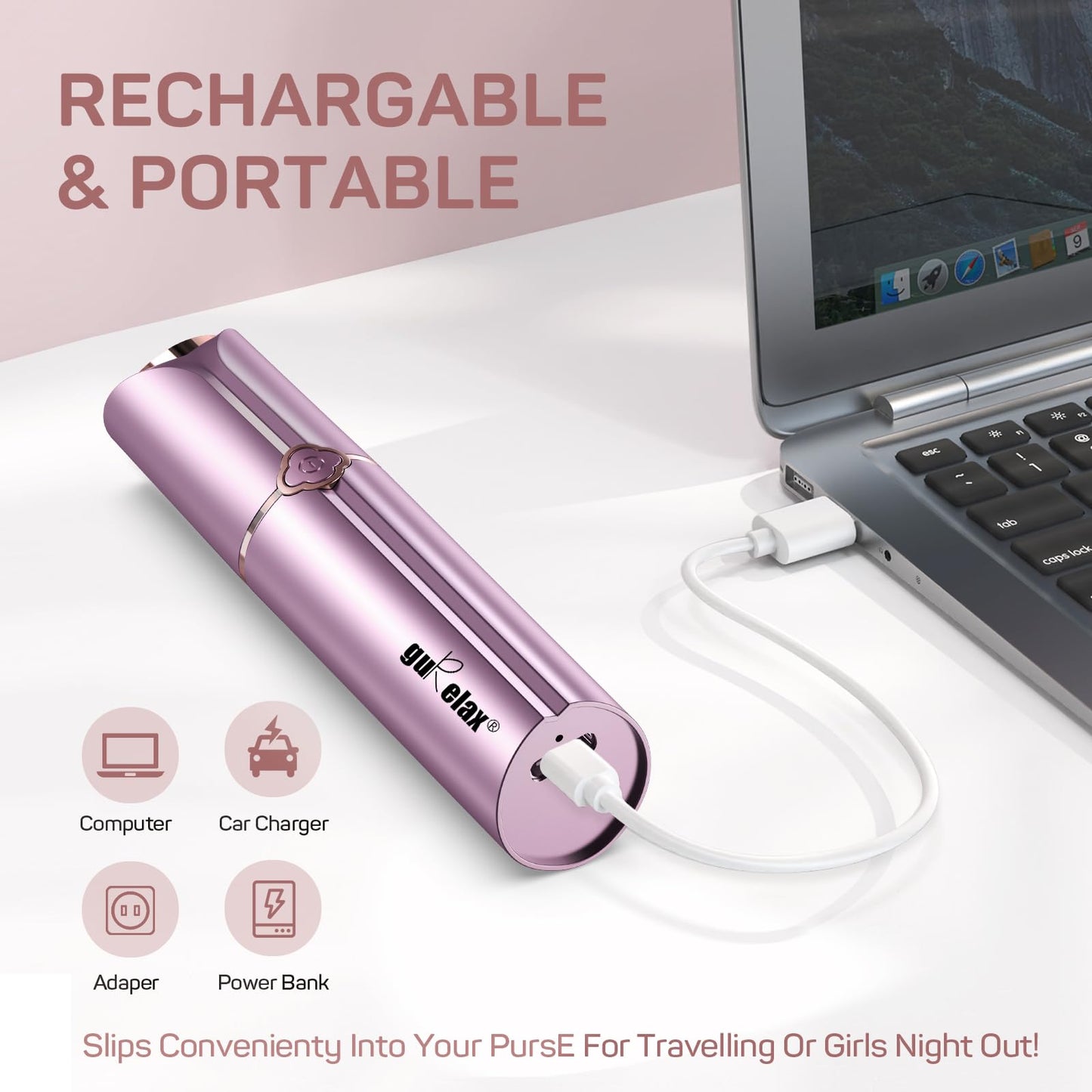 Facial Hair Removal for Women, Electric Painless Rechargeable Facial Hair Remover for Face, Lip, Chin with 2 x Replacement Heads