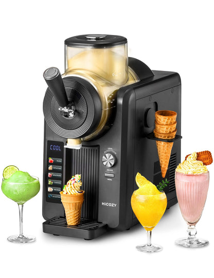 HiCOZY F3 Slushie Machine & Soft Serve Ice Cream Machine, No Ice Needed, Self-Cleaning, 5 Presets for Soft Serve, Frozen Drink, Milk Shake, Margaritas, Frappés and More
