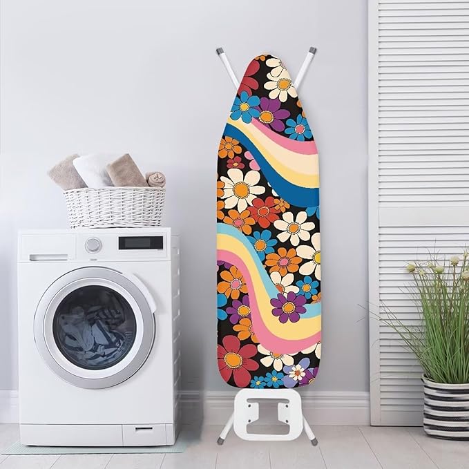 Daisy Stripe Printed Ironing Board Cover, Lightweight Breathable Ironing Board