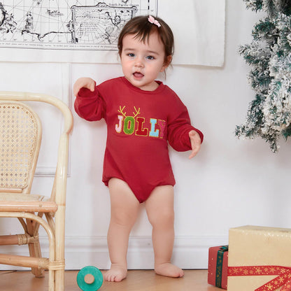 FOCUSNORM Baby Girl Christmas Outfit Christmas Long Sleeve Romper Toddler Sweater Romper My First Christmas Baby Girl Outfit (Red K, 0-3 Months)