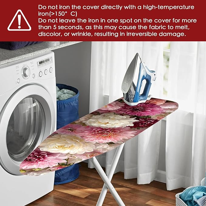 Nuxovilar Soft Pink & White Floral Pattern Ironing Board Cover, 15×54 inch