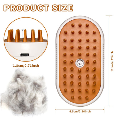 Spritz Defur Comb for Cats, New 3-in-1 Cat Steam Brush for Massaging and Cleaning Shedding Pets, Comb for Long and Short Hair Cats and Dogs Grooming Tool (White)