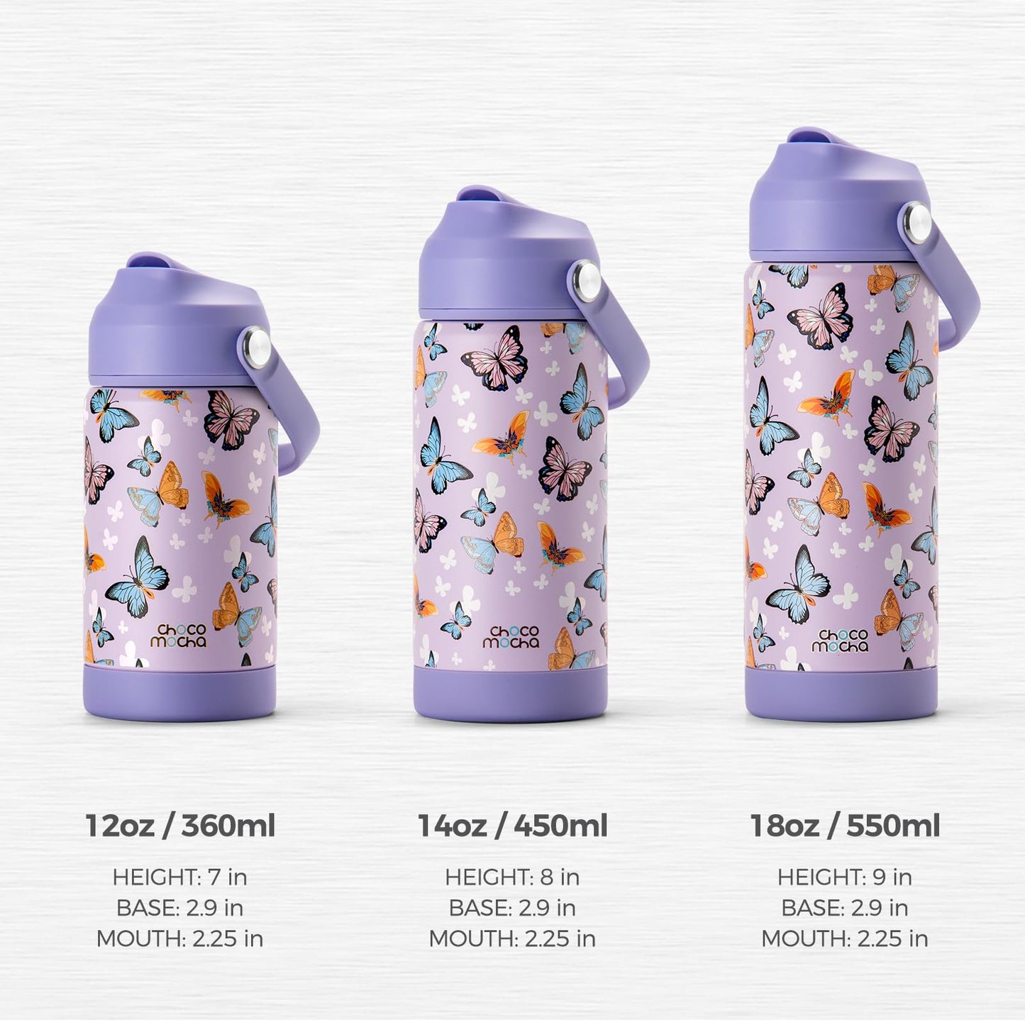 Choco Mocha Kids Water Bottle For School, Kids Insulated Unicorn Water Bottle Stainless Steel, Girls Water Bottle 18Oz, Purple