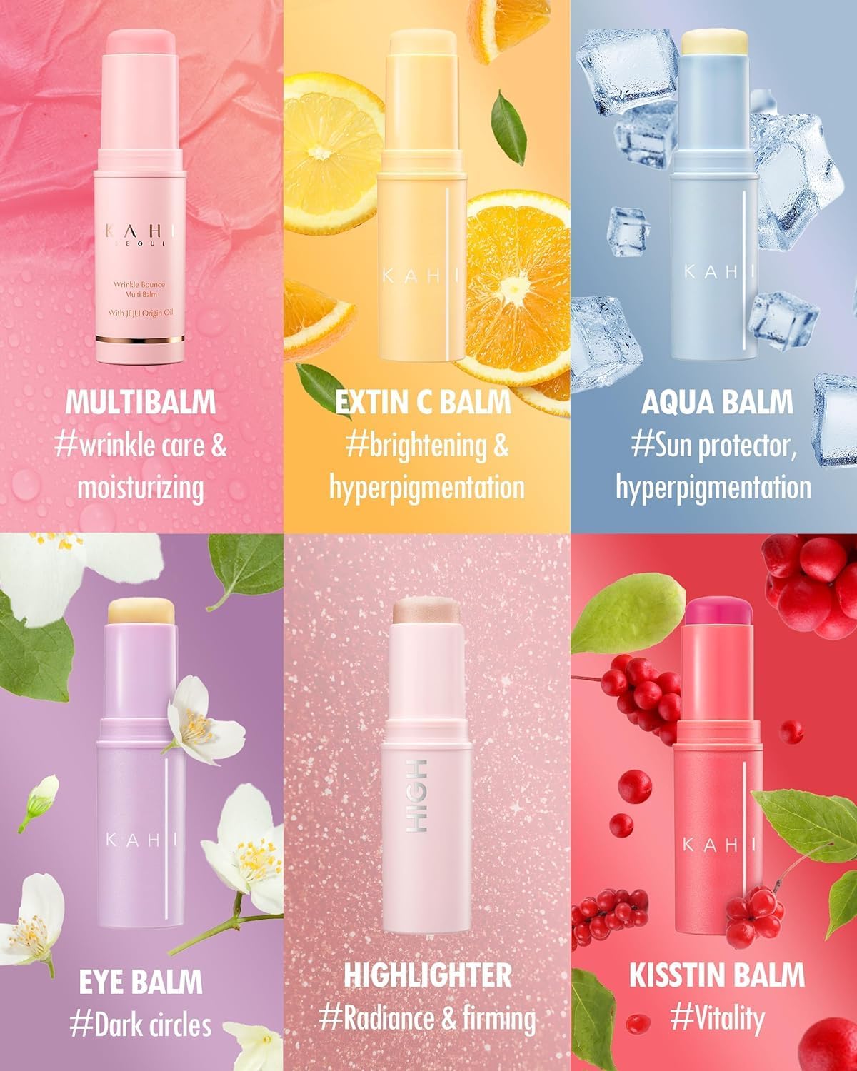 KAHI Wrinkle Bounce Multi Balm Stick | PDRN Collagen Wrinkle Stick | Korean Skin Care |All-in-One Hydrating Lip Balm Eye Cream Neck Cream Make Up Base & Face Mist Moisture Balm