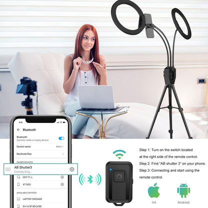SEBIDER 10" LED Ring Light with Tripod Stand & Phone Holder,Dual LED Ring Lights Dimmable with 5 Light Modes(2700-6500K) &12 Brightness for Makeup/Photography/TikTok/YouTube/Selfie Live Streaming