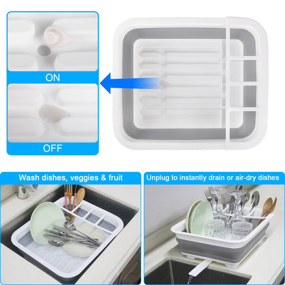 Collapsible Dish Drying Rack Portable Dish Drainers for Kitchen Counter with Drainboard, Kitchen Sink Organizer Basket RV Accessories Camper Storage and Organization Dish Rack Over Sink Drying Rack