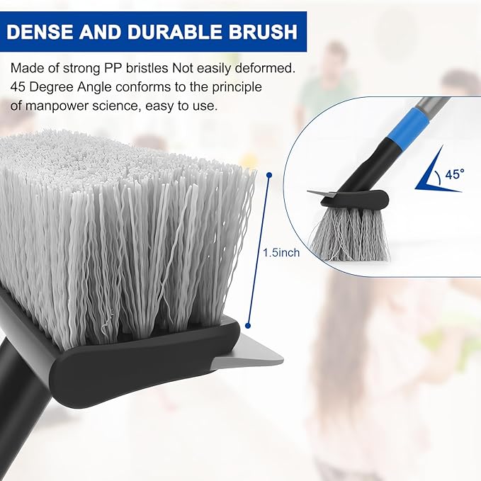 KeFanta Deck Brush with Long Handle, 2 in 1 Floor Scrub Brush