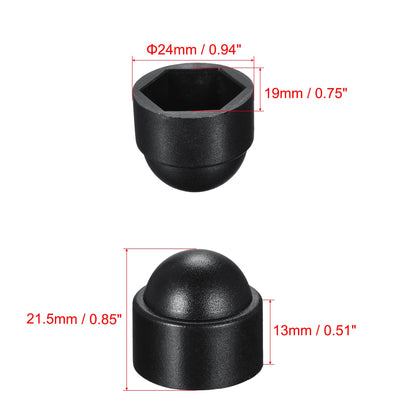 uxcell Plastic Dome Nut Protection Cap Covers, M12x19mm Nut Cover Black 50pcs