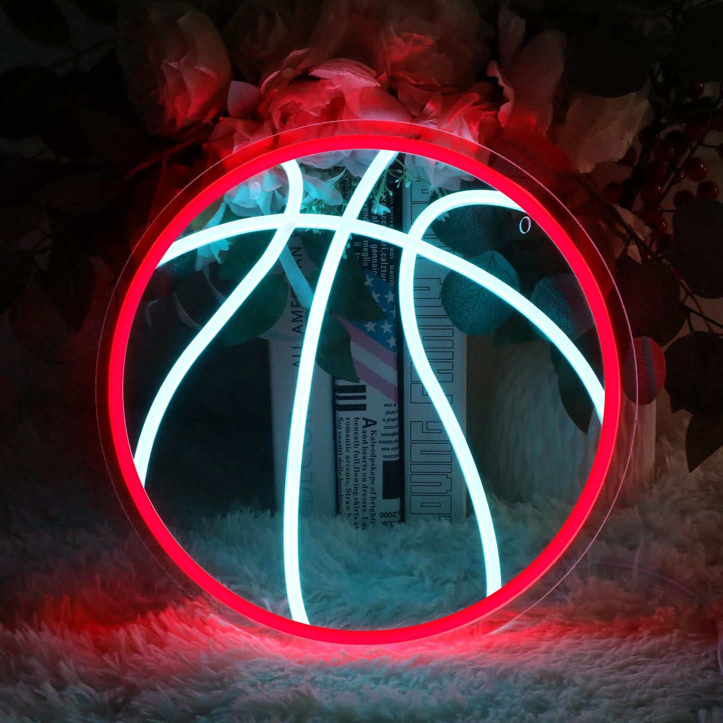 Neonawall 16'' Basketball Neon Sign for Home Decor, Large Led Sign Sports Neon Light, Bedroom Living Room Home Gym Wall Table Decor, Gift for Teen Boy Men Women