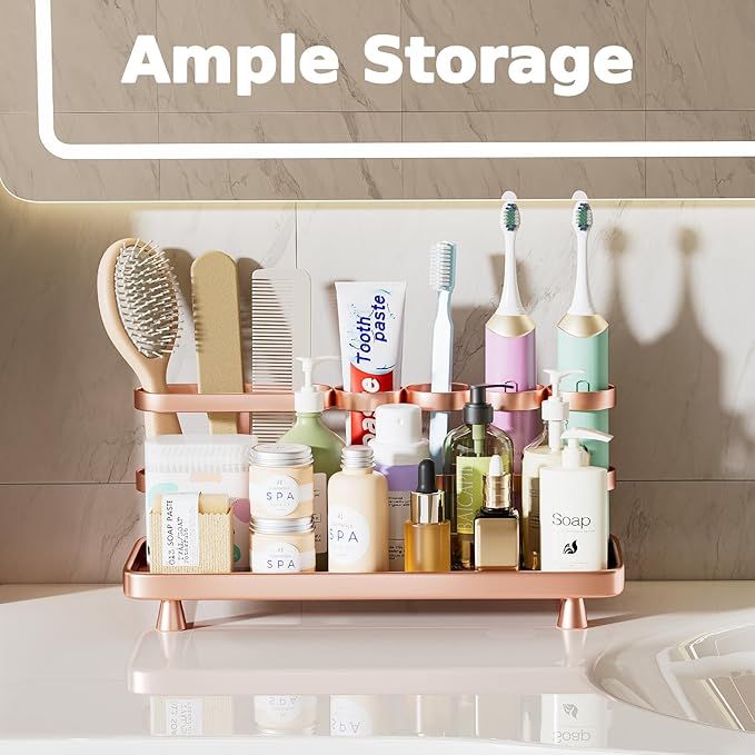 Electric Toothbrush Holder for Bathroom Countertop 5 Metal Slots Toothpaste