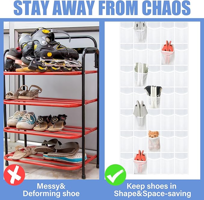 Windyun 40 Over the Door Shoe Organizer Large Breathable Mesh Pocket Clear